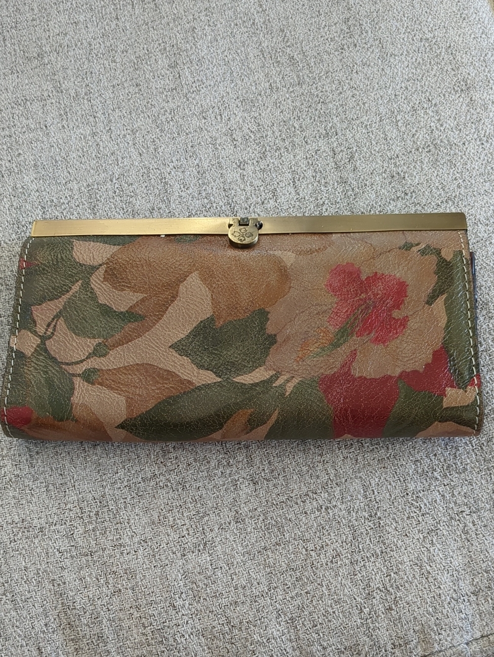 Patricia Nash 100% Leather Women's Floral Clutch Wallet - Pink, Green & Brown